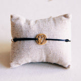 Satin Round Charm and Hearts Bracelet