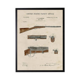 Watercolor Brown Rifle Patent Framed Artwork