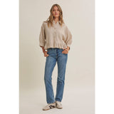 Emily Ruffle Hem Button Down Shirt