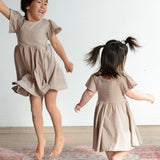 Girl Spring Twirl Dress- Toffee Stripe
