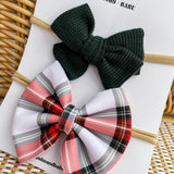 Holiday Baby Bow Headband Set - Plaid