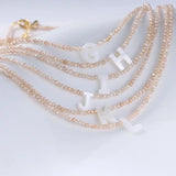 Beaded Initial Letter Shell Pendant Necklace Jewelry