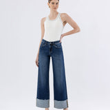 Cosmos High Rise Cuffed Wide Leg Jeans