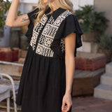 Cotton Lace Ruffle Sleeve Shirt Dress