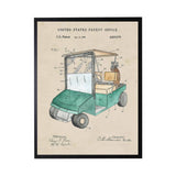 Watercolor Golf Cart Patent Framed Artwork