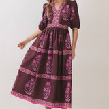 Floral Border Print Midi Dress