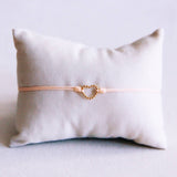 Satin Bracelet with Dotted Heart - Peach