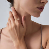 Pink Rose Quartz Leaf Stacking Ring: Gold / 7 US