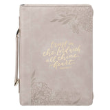 Bible Cover Fashion Taupe Trust In The Lord Prov. 3:5: Large