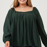 Square Neck Box Pleat Detail Top