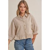 Emily Ruffle Hem Button Down Shirt