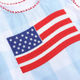 Light Blue Gingham American Flag Romper