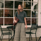 Ruffle Detail with Plaid Fabric Pants