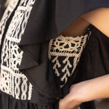 Cotton Lace Ruffle Sleeve Shirt Dress