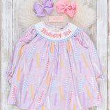Birthday Girl's Candles Smocked Dress