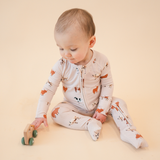 Bamboo 2-Way Convertible Zip Romper | Oatmeal Cow