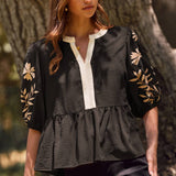 Solid Airflow Peplum Blouse | Black