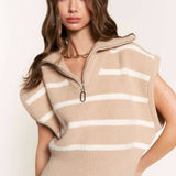 Gray Striped Sweater Vest