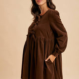 Bow Tie Corduroy Mini Dress