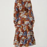 Womens Romantic Floral Puff Sleeve Dress