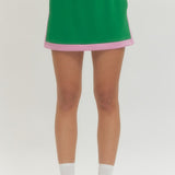 Solid Knit Mini Skirt Contrast Binding