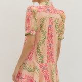 Floral Scallop Puff Sleeve Dress