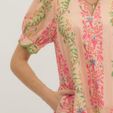 Floral Scallop Puff Sleeve Dress