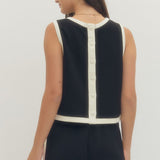 Sleeveless Knit Top with Buttons in Back