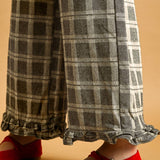 Ruffle Detail with Plaid Fabric Pants