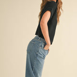 Dolman Sleeve Knitted Top - Black