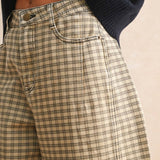 Mini Checkered Pattern Barrel Pants