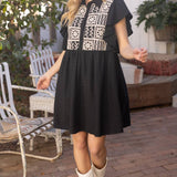 Cotton Lace Ruffle Sleeve Shirt Dress