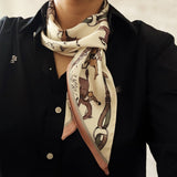 Heritage Equestrian Jumbo Twilly Scarf: Horse & Bridle Print