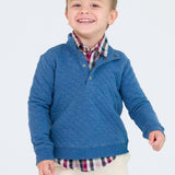 Boys Heather Indigo Quilted Quarter Snap Sweatshirt