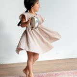 Girl Spring Twirl Dress- Toffee Stripe
