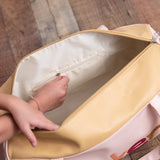 Kids Pink & Tan Fuzzy Letter Weekender Travel Bag: One Size