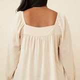 Square Neck Box Pleat Detail Top