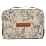 Bible Cover Fashion Navy/Brown Floral Amazing Grace: Large