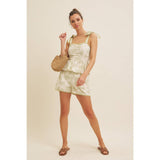 Floral Print Cotton Linen Shorts with Contrast Hem