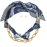 Navy/Gold Scarf Necklace