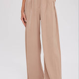 Pintuck Wide Leg Pants | Beige