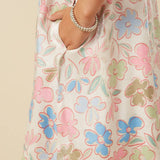 Girls Floral Puff Sleeve Foiled Dress