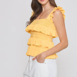 Red Ruffled Knit Sleeveless Top