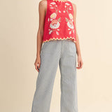 Lucy Floral Embroidery Scalloped Tank