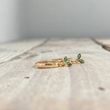 Gold Huggies - Tiny Green Leaves