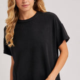 Crew Neck Knit T-shirt | Black