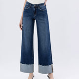 Cosmos High Rise Cuffed Wide Leg Jeans
