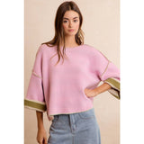 Stripe Contrast Binding and Reversible Sweater