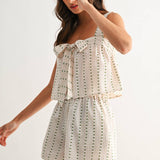 Gingham Print Set with Tie Front Top and Shorts