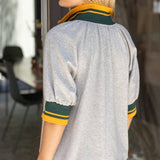 Alicia Quarter Zip Striped Elastic Band Blouse